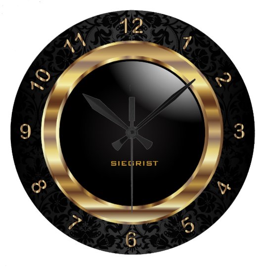 Elegant Black Damask Design Clocks