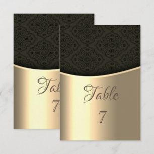 Elegant Black Damask Gold Table  Card