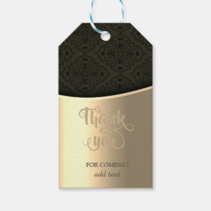 Elegant Black Damask Gold  Thank You Gift Tags