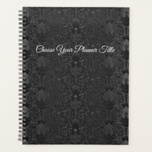 Elegant Black Damask Lace Planner