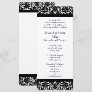 Elegant Black Damask Wedding Invitation