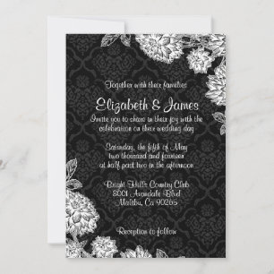 Elegant Black Damask Wedding Invitations