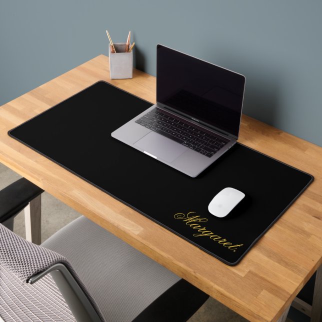 Elegant Black Desk Mat Featuring Your Name (Office 2)