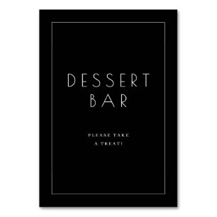 Elegant Black Dessert Bar Sign Table Number