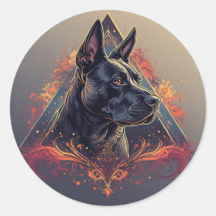 Elegant Black Dog Portrait Classic Round Sticker