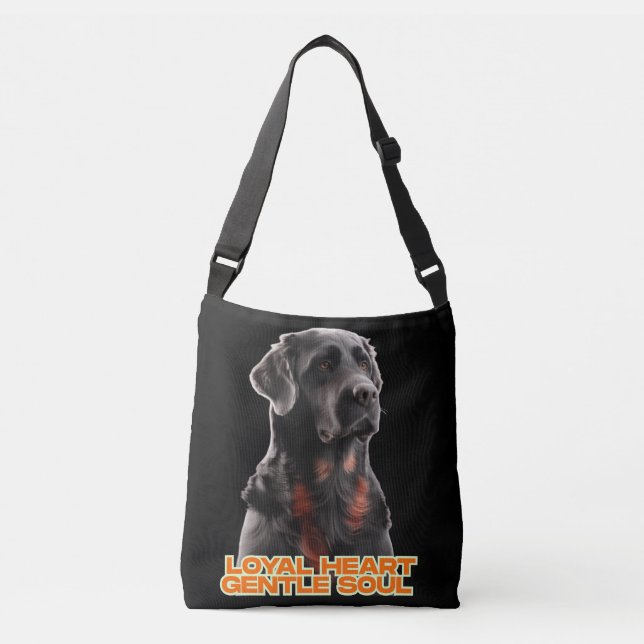 Elegant Black Dog Portrait-Realistic Pet Art Crossbody Bag (Front)