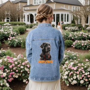 Elegant Black Dog Portrait-Realistic Pet Art Denim Jacket