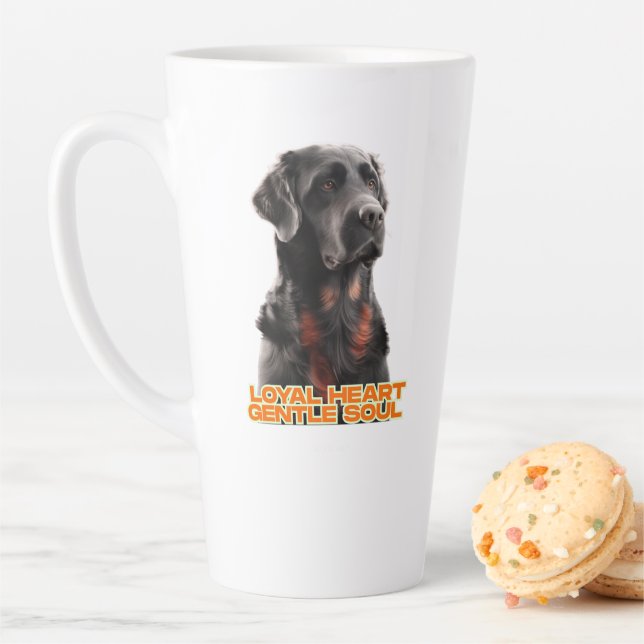 Elegant Black Dog Portrait-Realistic Pet Art Latte Mug (In Situ)