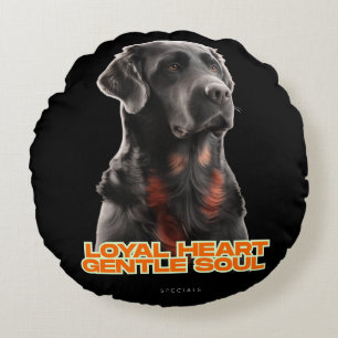 Elegant Black Dog Portrait-Realistic Pet Art Round Pillow