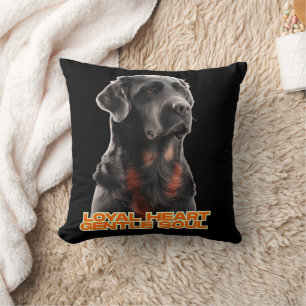Elegant Black Dog Portrait-Realistic Pet Art Throw Pillow