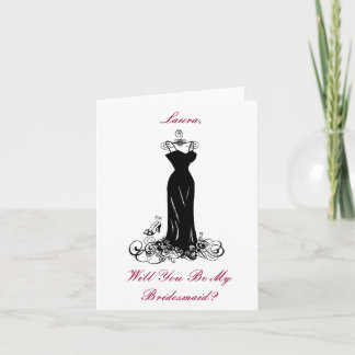 Elegant Black Dress & Heels- Bridesmaid Card