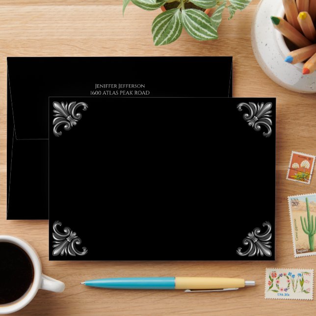 Elegant Black Envelope (Desk)