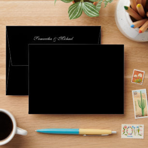 Elegant Black Envelope with White Script Address