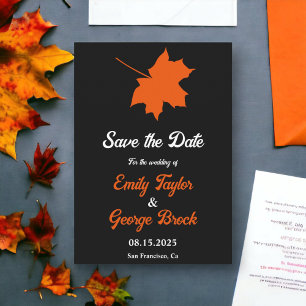 Elegant Black Fall Leaves Boho Chic Floral Wedding Save The Date