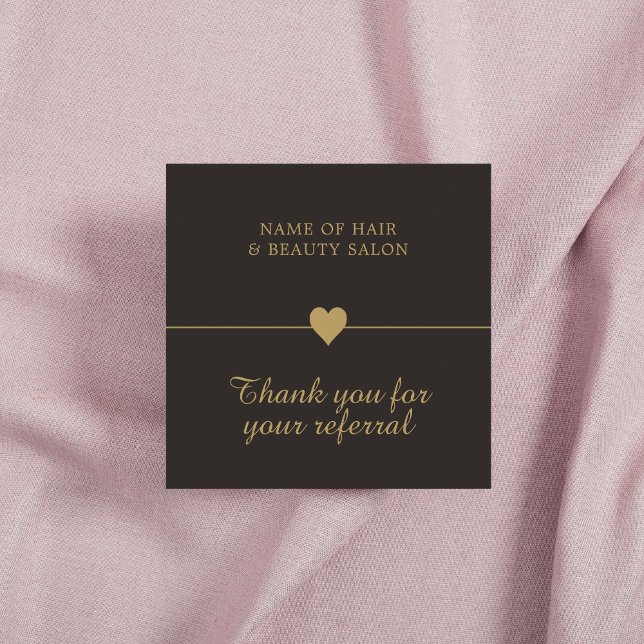 Elegant Black Faux Gold Beauty Salon Referral Card (Creator Uploaded)