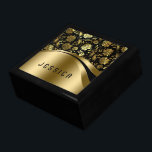 Elegant Black & Faux Gold Floral Damasks Pattern Gift Box<br><div class="desc">Elegant black and faux gold floral damasks,  monogramed girly design.</div>