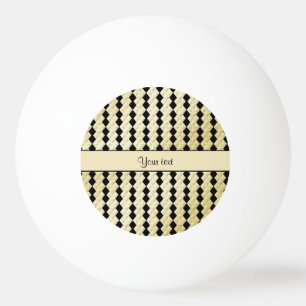 Elegant  Black & Faux Gold Symmetrical Diamonds Ping Pong Ball