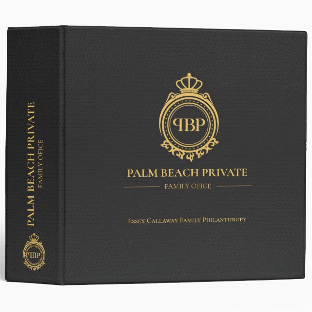 Elegant Black Faux Leather Custom Logo Binder (Front/Spine)