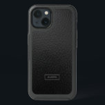 Elegant Black Faux Leather Custom Monogram<br><div class="desc">Minimalistic slick black vintage leather texture with custom and optional monogram.</div>