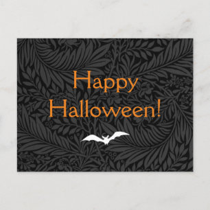 Elegant Black Floral Botanical Halloween Postcard