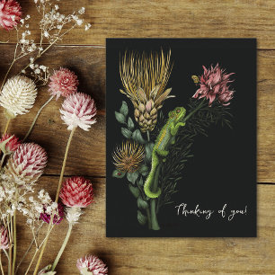Elegant Black Floral Chameleon Art Thinking of You Postcard
