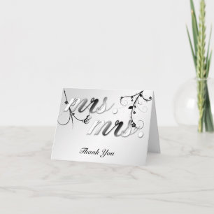 Elegant Black Floral Gay Wedding Thank You Card