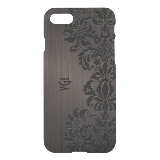 Elegant Black Floral Lace Brown Background iPhone 8/7 Case