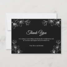 Elegant Black Floral Line Art Wedding 