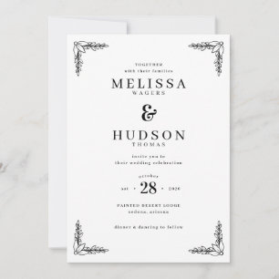 Elegant Black Floral Motions Invitation