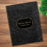 Elegant Black Floral Pattern 2026 Planner<br><div class="desc">Elegant vintage black floral botanical pattern planner with a custom name in gold stylish script typography and "PLANNER" and custom year in gold modern san serif font.</div>