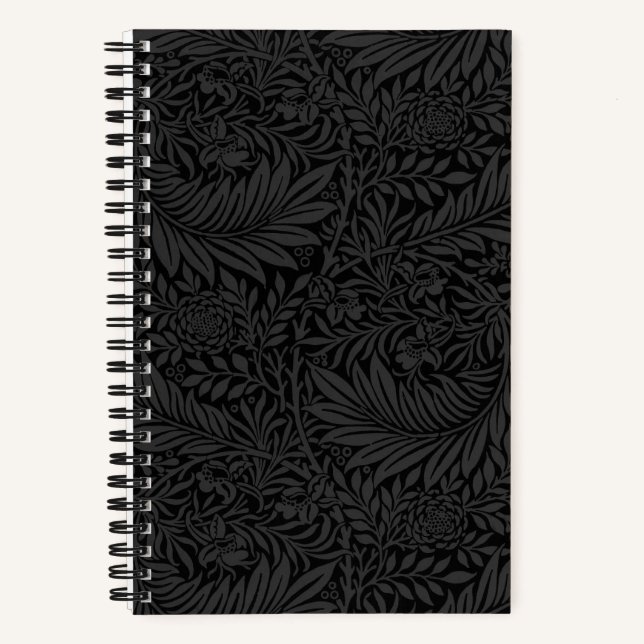 Elegant Black Floral Pattern Notebook (Front)