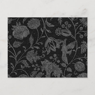 Elegant black floral pattern postcard