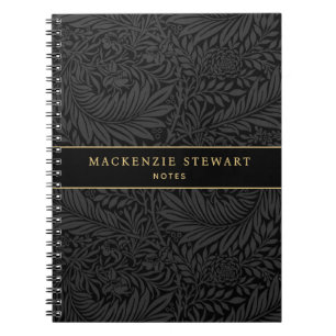 Elegant Black Floral Pattern Sketchbook Notebook