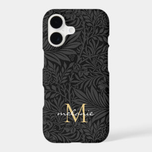 Elegant Black Floral Script Monogram