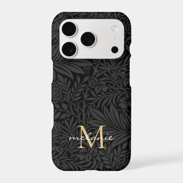 Elegant Black Floral Script Monogram (Verso)