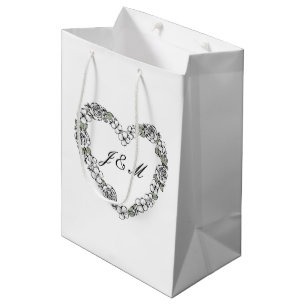 Elegant black floral wedding favor gift bag