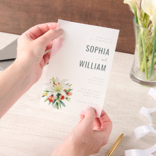 Elegant Black Floral Wedding Invitation