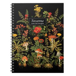 Elegant Black Florals Botanicals Fall Notebook