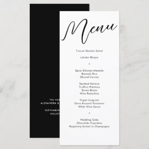 Elegant Black Flourish Calligraphy Wedding Dinner Menu