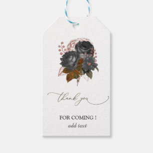 Elegant Black Flowers  Gift Tags