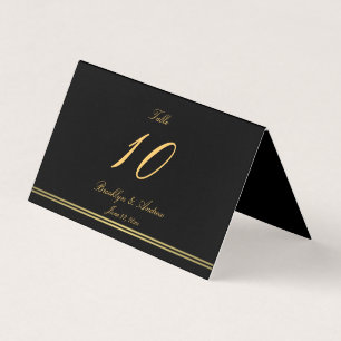Elegant Black Folded Table Number Cards