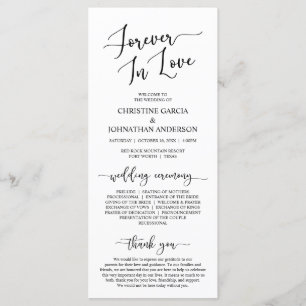 Elegant Black, Forever in Love, Wedding Ceremony Program