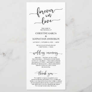 Elegant Black, Forever in Love, Wedding Ceremony Program