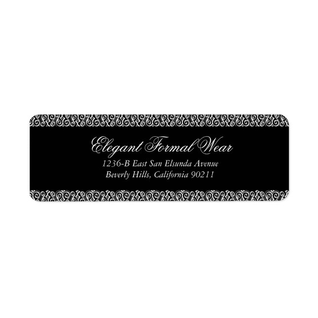 Élégant Black Forme Adresse de retour Étiquette (Devant)