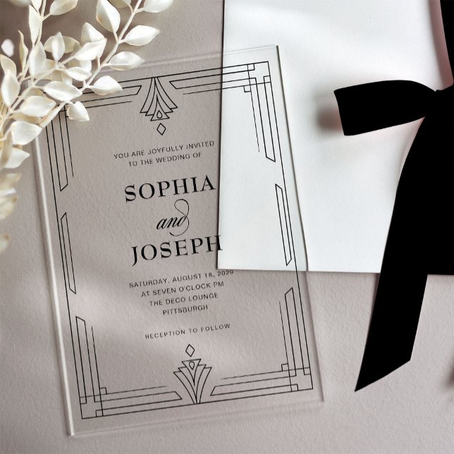Elegant Black Frame | Timeless Formal Wedding Acrylic Invitations (Creator Uploaded)