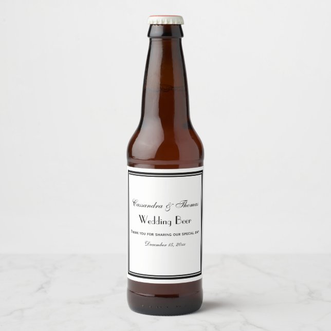 Elegant Black Framed H Beer Bottle Label (Front)