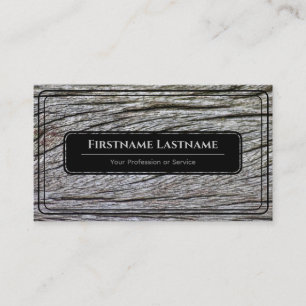 Elegant black framed wooden style wood grain gray business card