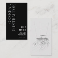 elegant black general contractor business card