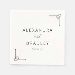 Elegant Black Geometric Minimalist Napkin