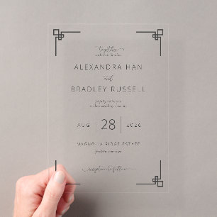 Elegant Black Geometric Wedding Invitations